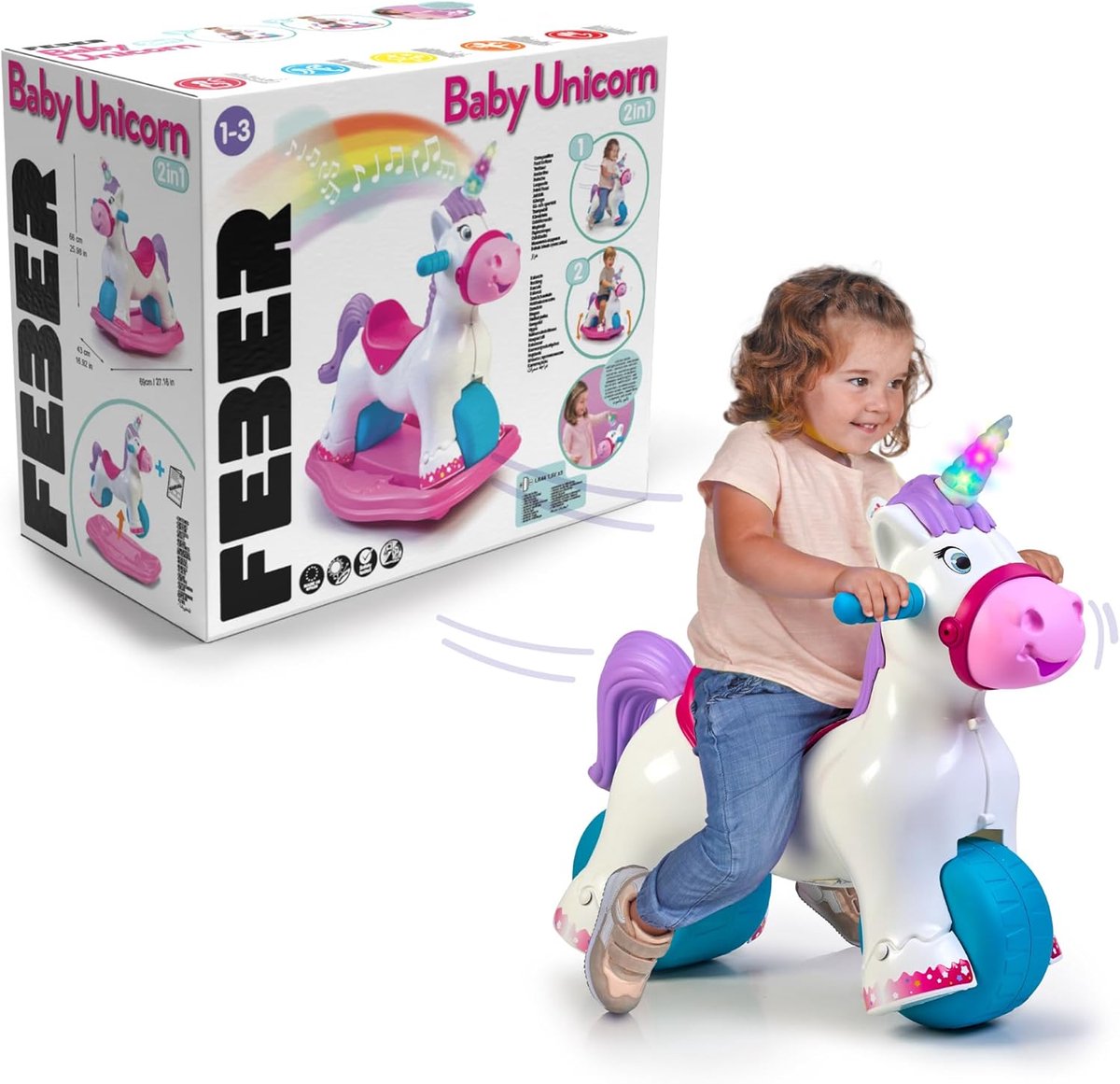 Image of 2-in-1 Eenhoorn Loophulp en Wip voor Kinderen - Ontwikkel Psychomotorische Vaardigheden vanaf 3 Jaar