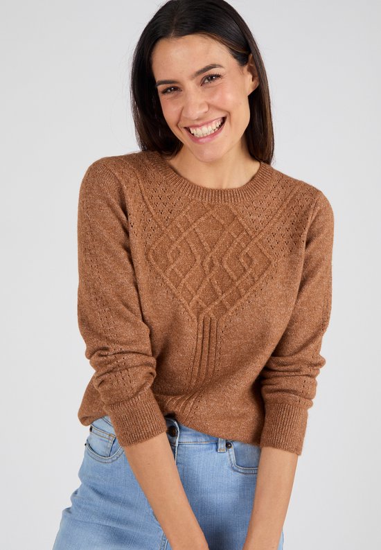 Damart - Thermolactyl trui met stekenpatroon - Dames - Bruin - M