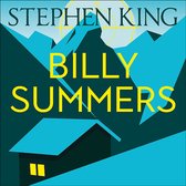 Boekcover met de titel STEPHEN KING BILLY SUMMERS in gele letters tegen een achtergrond van blauwe bergen en een klein huisje.