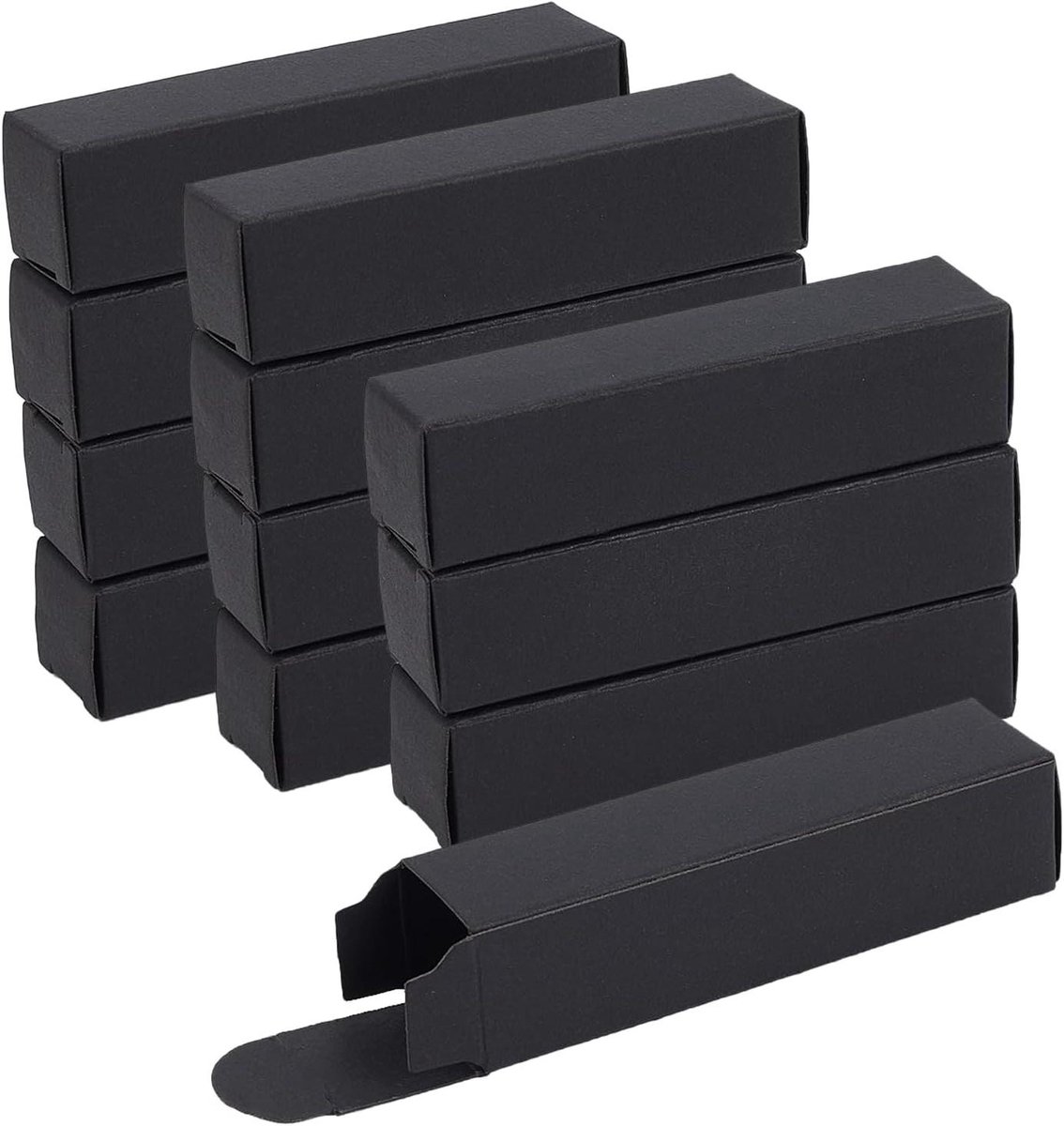 JHubers Goods - Rechthoekige zwarte doosjes - Set van 50 stuks - 8 x 2 cm - Voor balsem, parfum en make-up - Verpakkingsdoosjes