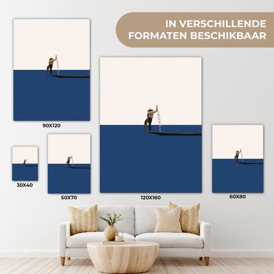 Toile - Abstrait - Bateau - Mer - Texte - Chapeau - Abstrait - 60x80 cm - Canvasdoek - Peinture sur toile