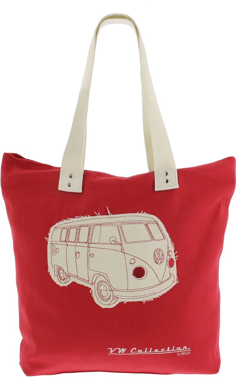 VW T1 Bus Canvas Boodschappentas - rood