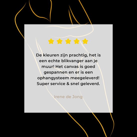 Canvas schilderij 20x20 cm - Wanddecoratie Vrouw - Gold - Black - Line art - Muurdecoratie woonkamer - Slaapkamer decoratie - Kamer accessoires - Schilderijen op canvas
