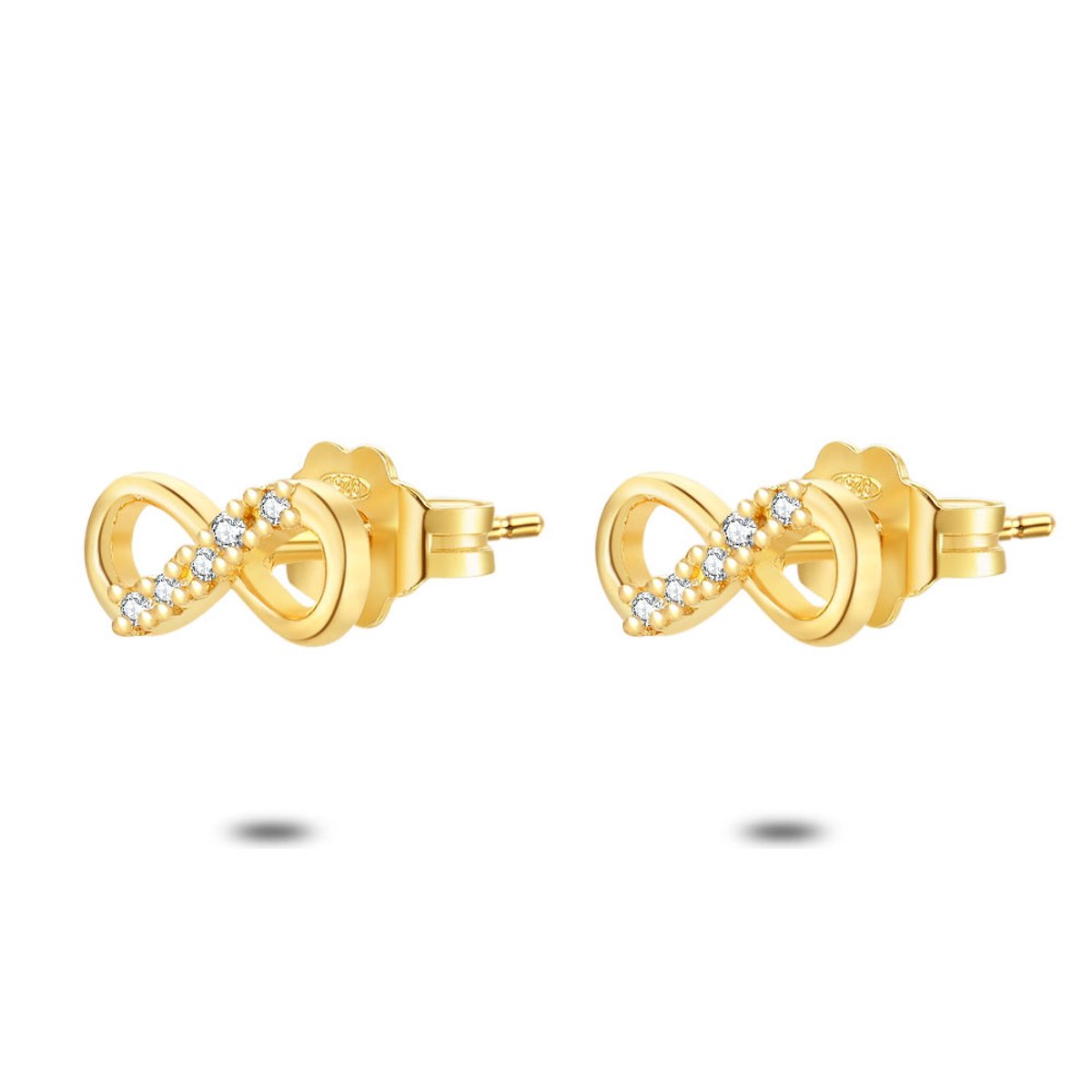 Twice As Nice Oorbellen in 18kt verguld zilver, infinity, steentjes