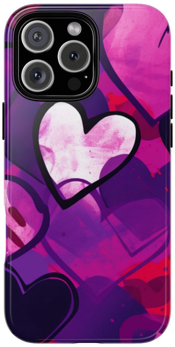 Levendig Popart Hartjespatroon – Telefoonhoesje Geschikt voor iPhone 16 Pro Max