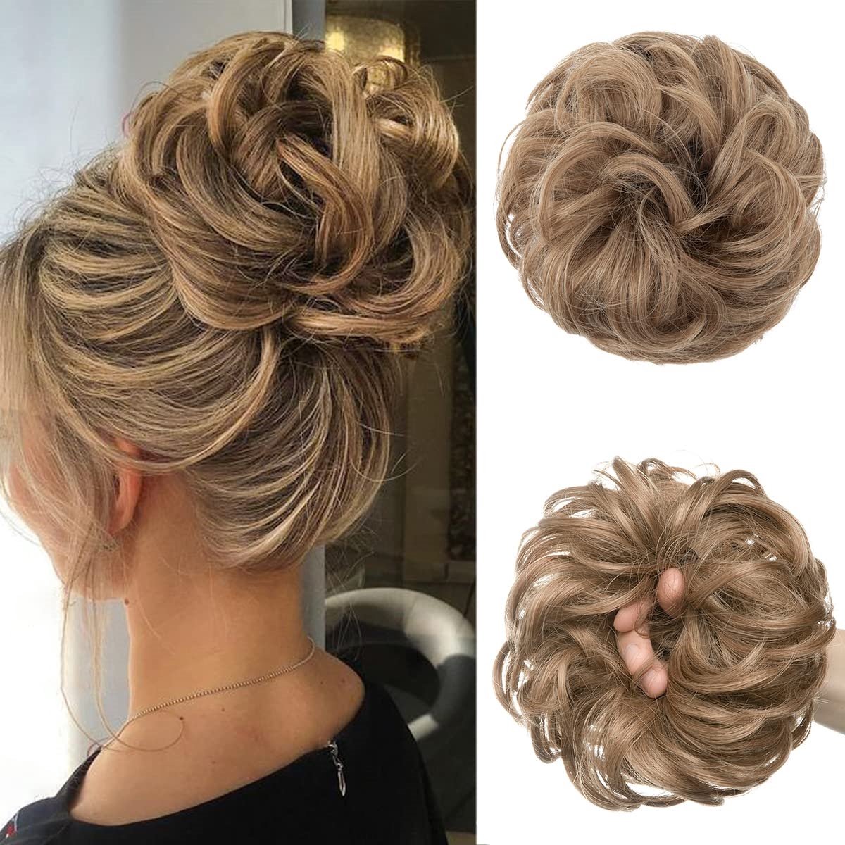Vitdipy - Haar Wrap - Hairextensions knotje - Messy Haarstuk Bun - 40g - Bruin/Blond