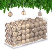 kerstballen set van 96 - plastic - 3 cm - mat - glanzend - glitters - champagne
