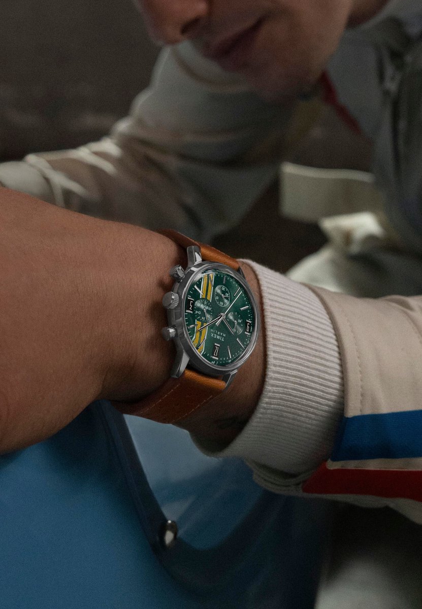 Timex Marlin Chronograph Stripes Quartz Analoog Horloge Bruin Kast: 100% Roestvrij Staal | Armband: 100%Leer 40 mm TW2W98900AJ, TW2W99000AJ, TW2W99100AJ