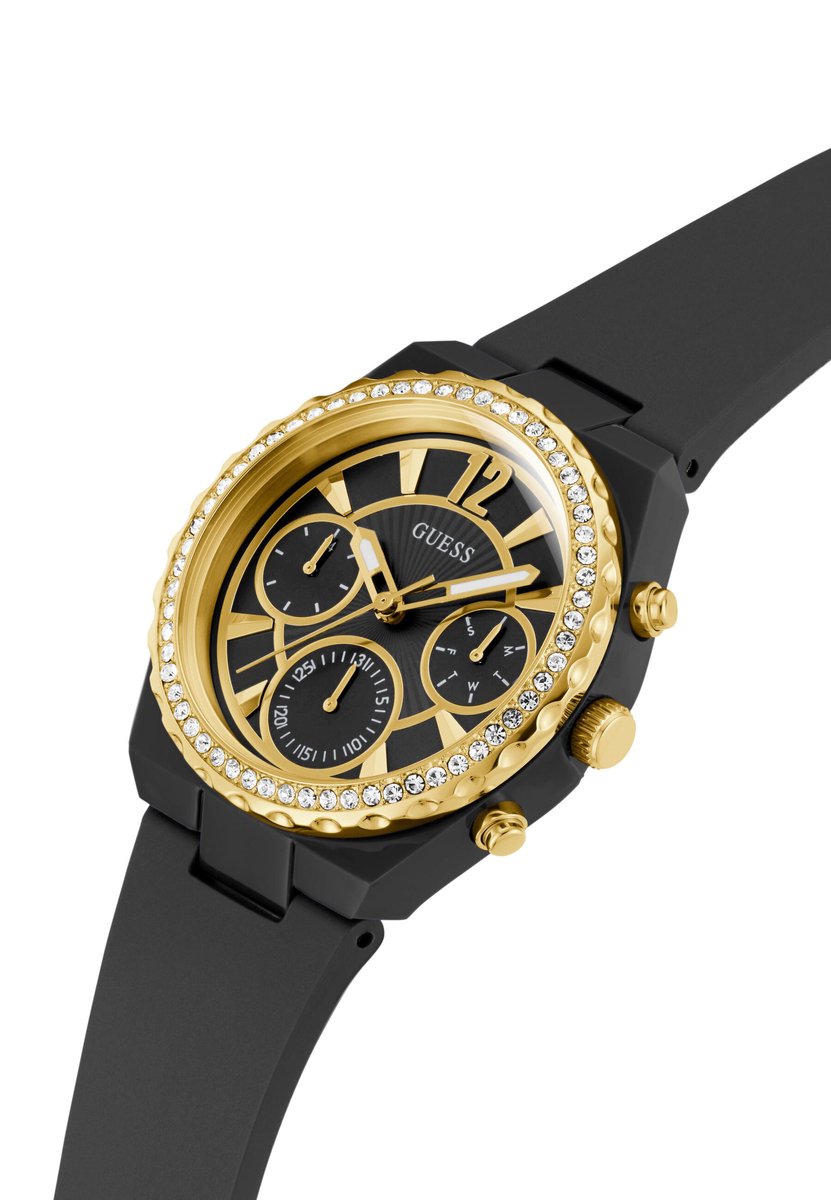 Guess Diana Kwarts Analoog Horloge Black Case: 100% Biobased Nylon + Recycled Steel | Armband: 100% Silicone 36.5 mm GW0697L2, GW0697L3