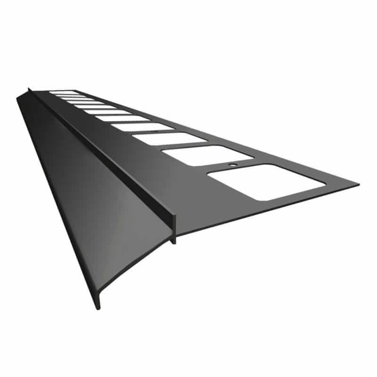 Renoplast® Aluminium Dakrandprofiel K100 200cm Grafiet - Afwerking Van Terrassen En Balkons - Tegelvloeren Op Lijmmortel - Waterafvoersystemen Hoekprofiel - Corrosiewerende Balkonprofielen