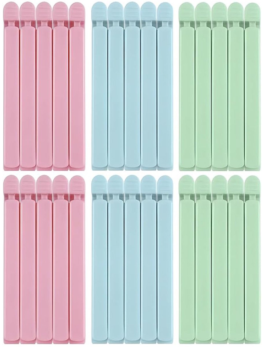Vitdipy - 30 Stuks - Vershoudclips - Vershoudknijpers - Afsluitclips - 15cm - Gekleurd- Kunststof