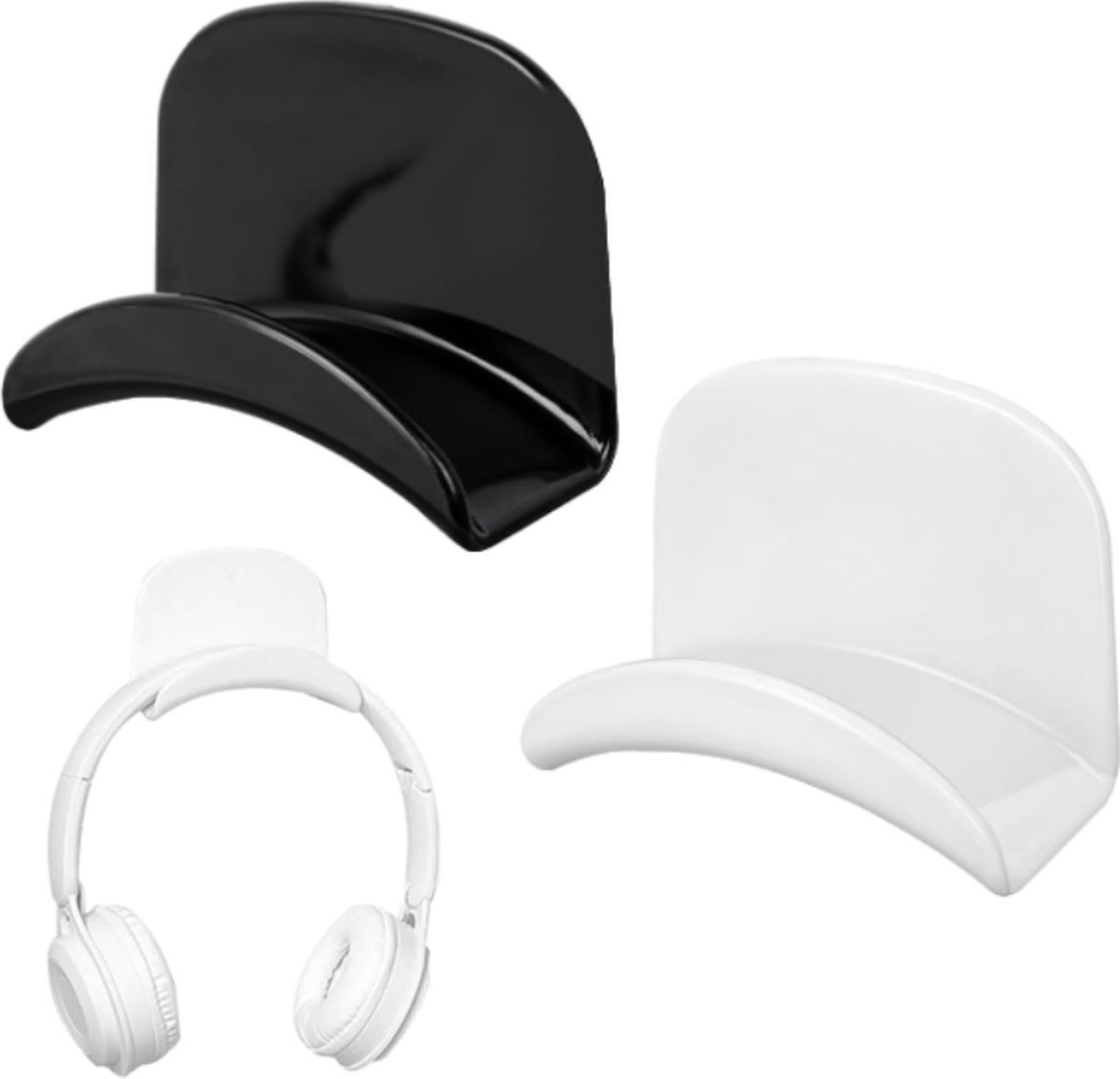 Headset Houder - 2 Stuks Koptelefoon Haak - Headset Standaard - Universele Koptelefoon Haak - Voor De Meeste Gaming Hoofdtelefoon Controller - Wit+Zwart