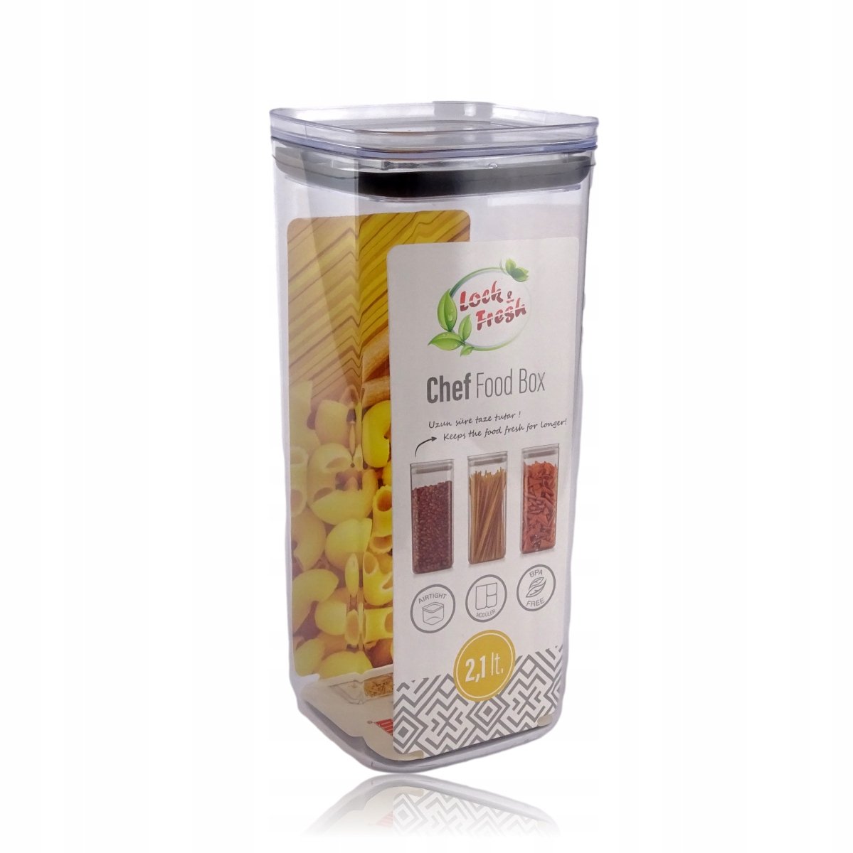 Chef Voedseldoos 2100 ml: Vierkante Voedselcontainer met Deksel