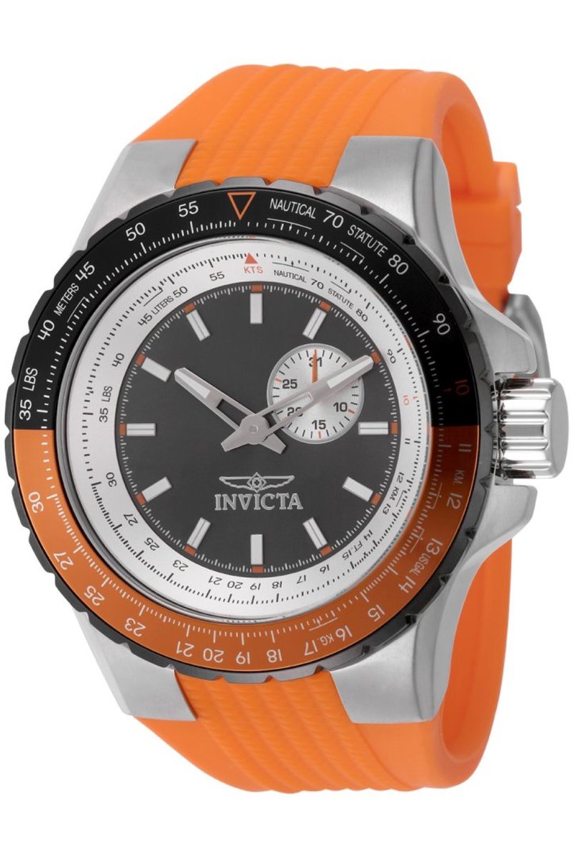 Invicta Aviator 49721 Heren Horloge - Waterdicht - Analoog - Quartz Uurwerk - Roestvrij Staal met grijze Wijzerplaat - 50mm