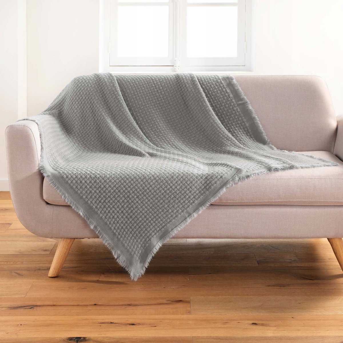 Zachte Grijze Plaid met Franjes 125x150 cm
