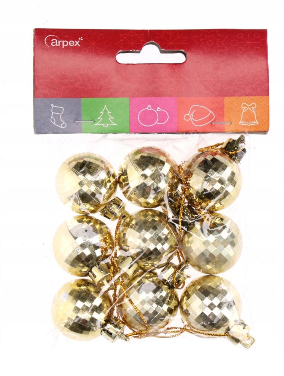 Gouden Disco Kerstballen 9 stuks - Onbreekbaar, 3 cm