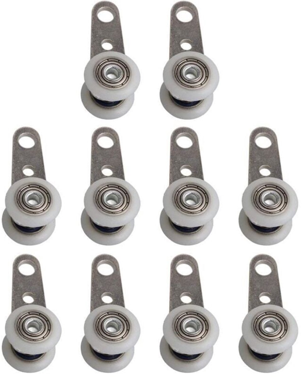 Meubelwielen -10 stuks - 45x19mm metalen lagerpoelie met 2kunststof wielen, zwenkwielen met rem