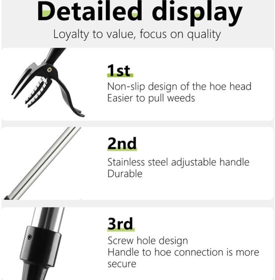 Stand Up Wieden Tool- Afneembare Handvat Onkruidverwijderaar Tool- Onkruidtrekker Tool Handleiding Onkruid Trekker Wortelverwijderaar Tool met 4 Klauwen voor Tuin (Onkruidtrekker) van Merkloos	 — afbeelding 2