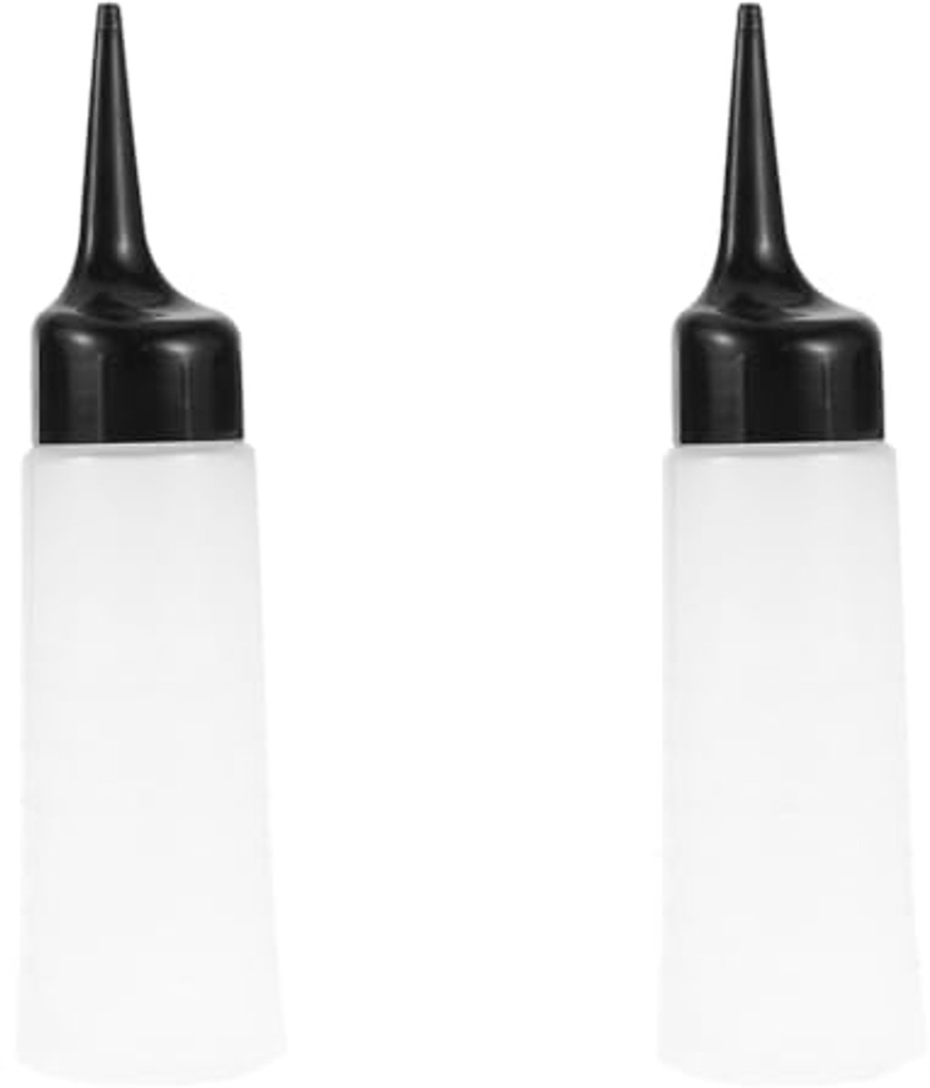 2 stuks schoonheidssalon kleine flesjes van zachte kunststof, schuine mond, voor het uitpersen van gekleurd haar, permanent, reinigingsfles, applicatorfles met schenktuit