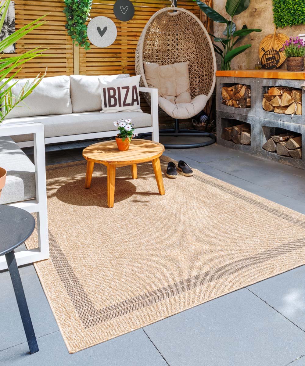 Jute balkonkleed - Elara beige/antraciet 67x180 cm