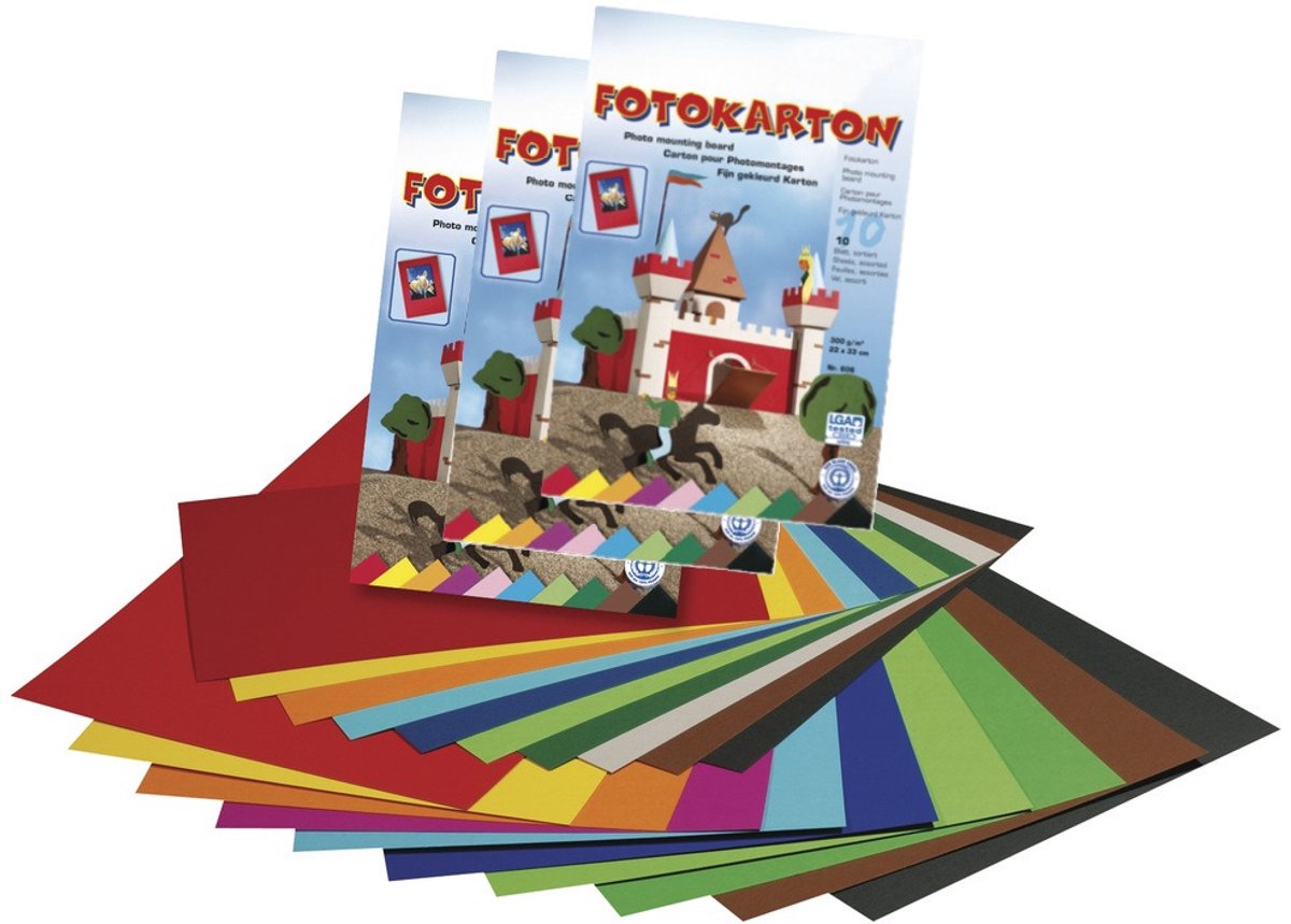 Rayher hobby Fotokarton in A3 formaat - 30x vellen - verschillende kleuren - 300 grams