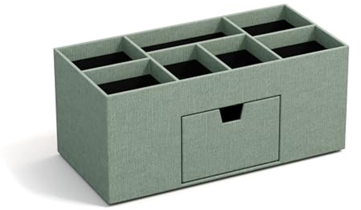 Bureau-organizer met 7 vakken en lade voor kantoormateriaal - Mintgroen