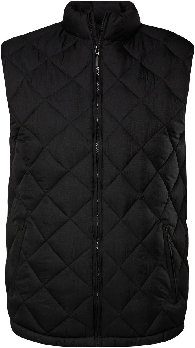 Men Plus - Heren - Doorgestikte bodywarmer opstaande kraag - Zwart - Maat 4XL
