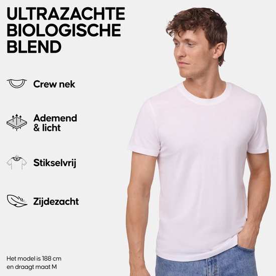 T-Shirt DANISH ENDURANCE pour Homme - Col Rond - Wit et Zwart - Lot de 2 - L