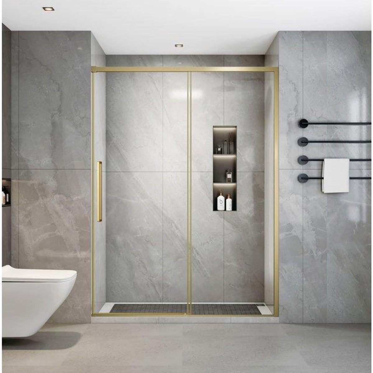Aqua Vista Lokla Linea nisdeur - 100x200cm - incl. montageset - geborsteld goud
