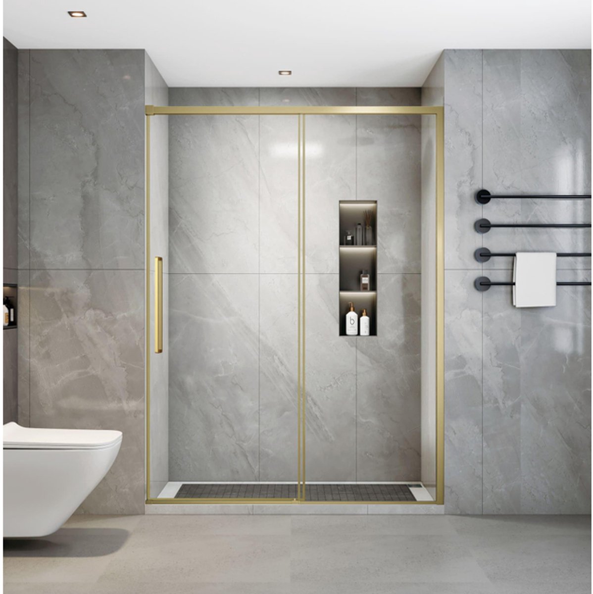 Aqua Vista Lokla Linea nisdeur - 120x200cm - incl. montageset - geborsteld goud