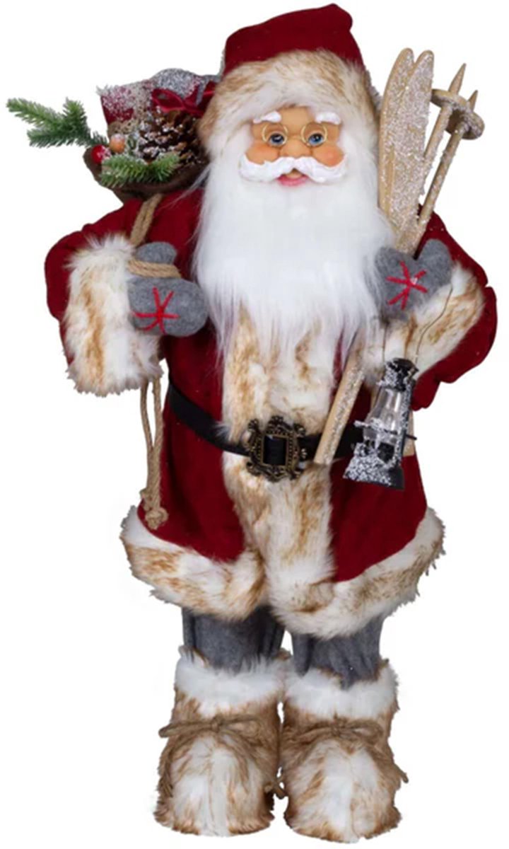 Kerstman pop Olaf in rood, staande decoratie figuur van 60 cm hoog - kerst thema.