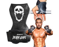 JerkFit Death Grips – Hefriemen/Polsriemen – PVC rubber met neopreen padding – Voor deadlifts, pull-ups & shrugs – Maat S