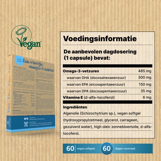 Testa Omega-3 Algenolie - Hoogste concentratie DHA & EPA - Vegan Omega 3 - 60 Capsules - Plantaardig Voedingssupplement