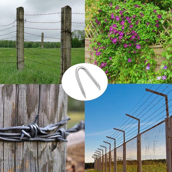 U-type stalen hekklemmen - 280 stuks, 410 gram - Verzinkt - Bevestigingsspijkers voor U-type stalen hekklemmen - 280 stuks, 410 gram - Verzinkt - Bevestigingsspijkers voor