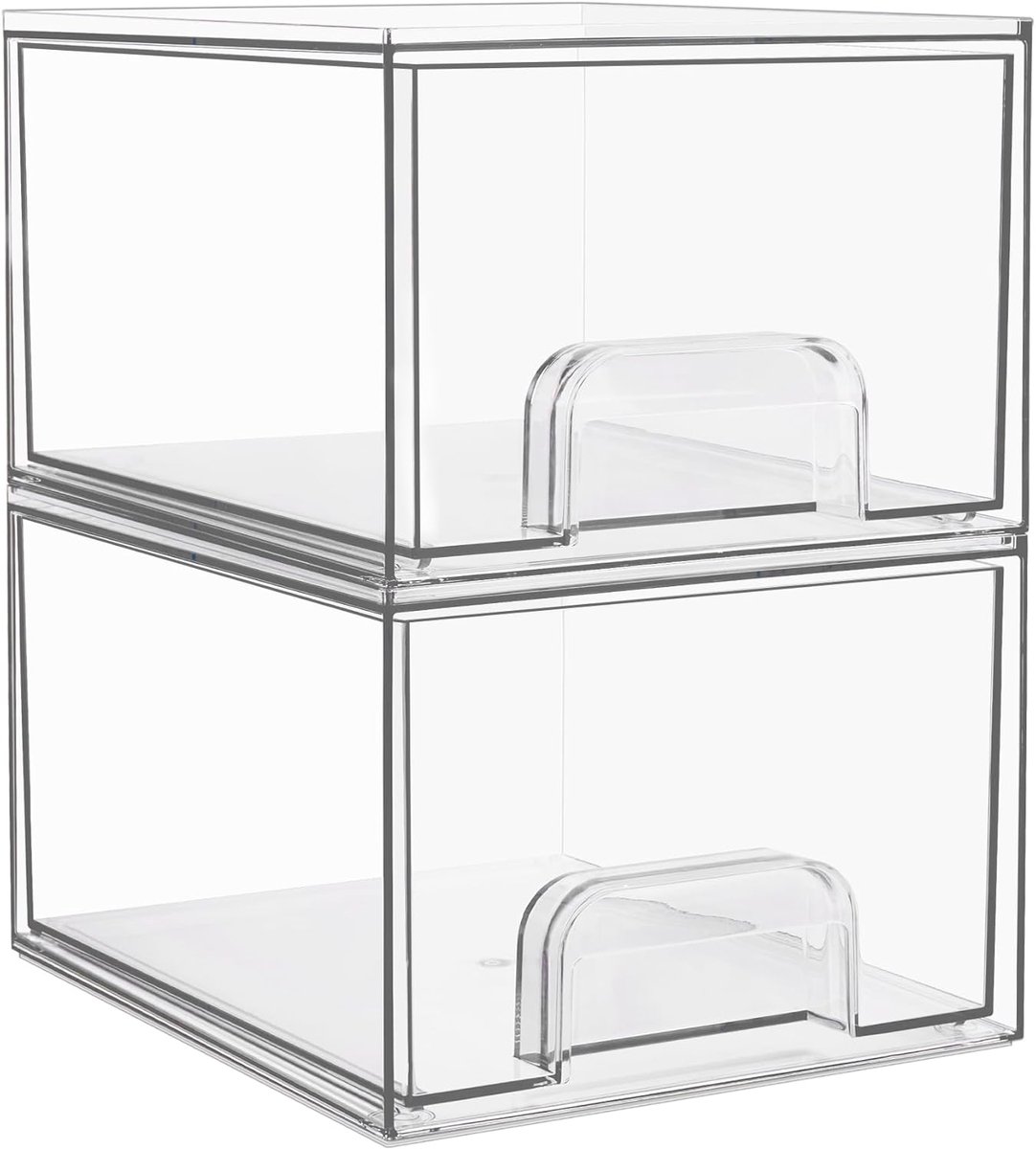 Stapelbare opbergladen voor badkamer en dressoir - transparant acryl met antislipmatten
