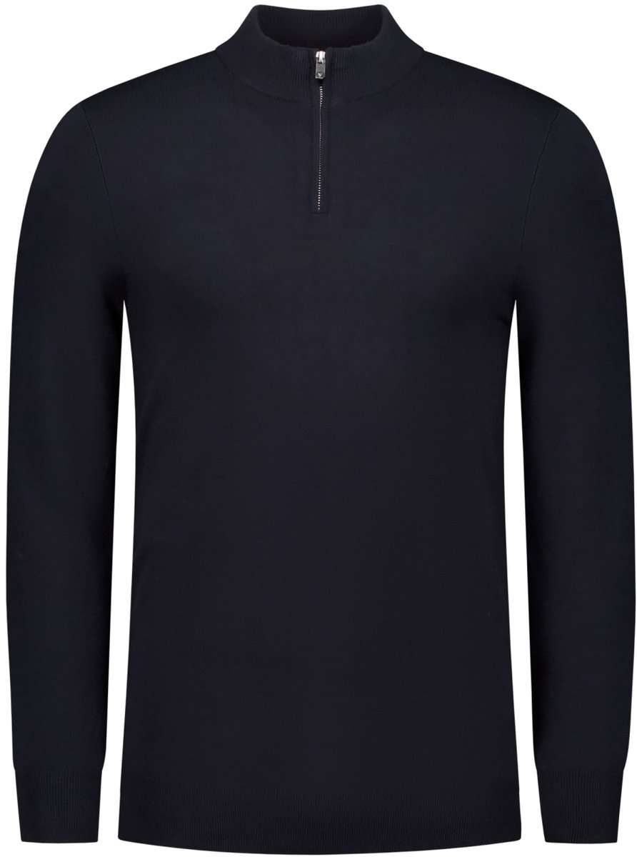 PURE PATH Essential Knitwear Halfzip Sweater Truien & Vesten Heren - Sweater - Hoodie - Vest- Donkerblauw - Maat S