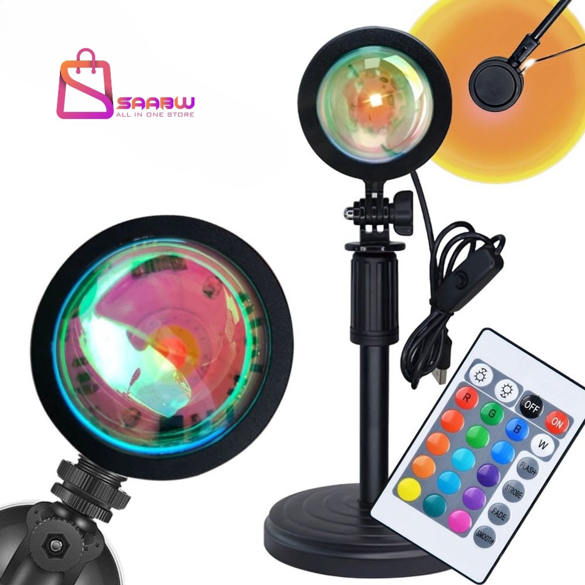 Projector Lamp Sunset Lamp LED RGB met Afstandsbediening – USB – galaxy projector – beamer – projector sterrenhemel – 71084