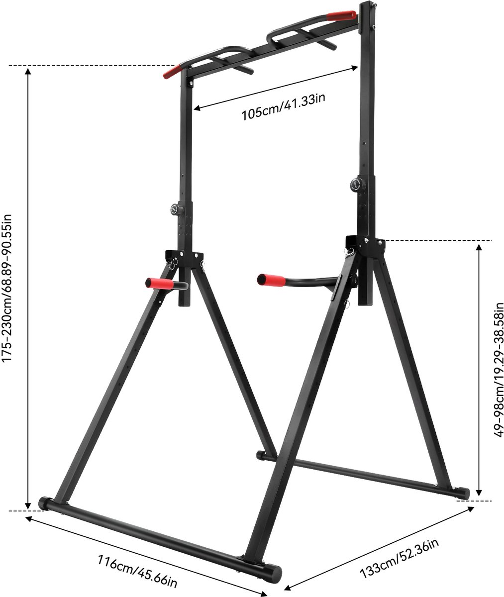 Driehoekige Pull Up Station Power Tower Gymnastiek Oefenbalk Pull Up Rack 200kg Laadcapaciteit thumbnail 6