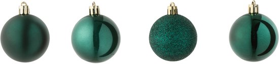 J-Line Boite De 40 Boule De Noël Plastique Vert Foncé