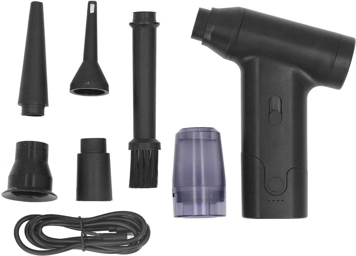 Draagbare handbediende turboventilator, 110.000 tpm variabele snelheid, borstelloze motor, mini-elektrische luchtstofzuiger, 2000 mAh oplaadbare ventilator, klein