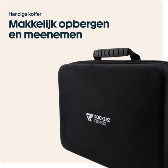 Rockerz Massage Gun - Massage gun professioneel - Massage pistool - 6 opzetstukken - 30 snelheden - Inclusief koffer - Krachtig - Draadloos