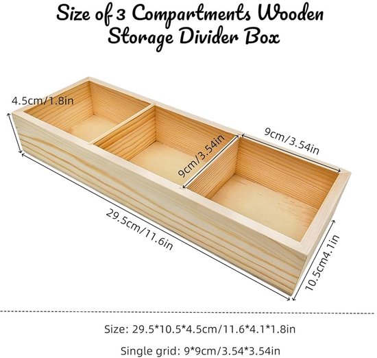 Boîte de présentation en bois - Gain de place - 1 pièce - 29,5 x 10,5 x 5 cm