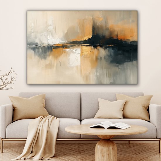 Peinture sur toile 120x80 cm - Décoration murale Moderne - Abstrait - Or - Zwart - Décoration murale salon - Décoration chambre moderne - Tableaux abstraits