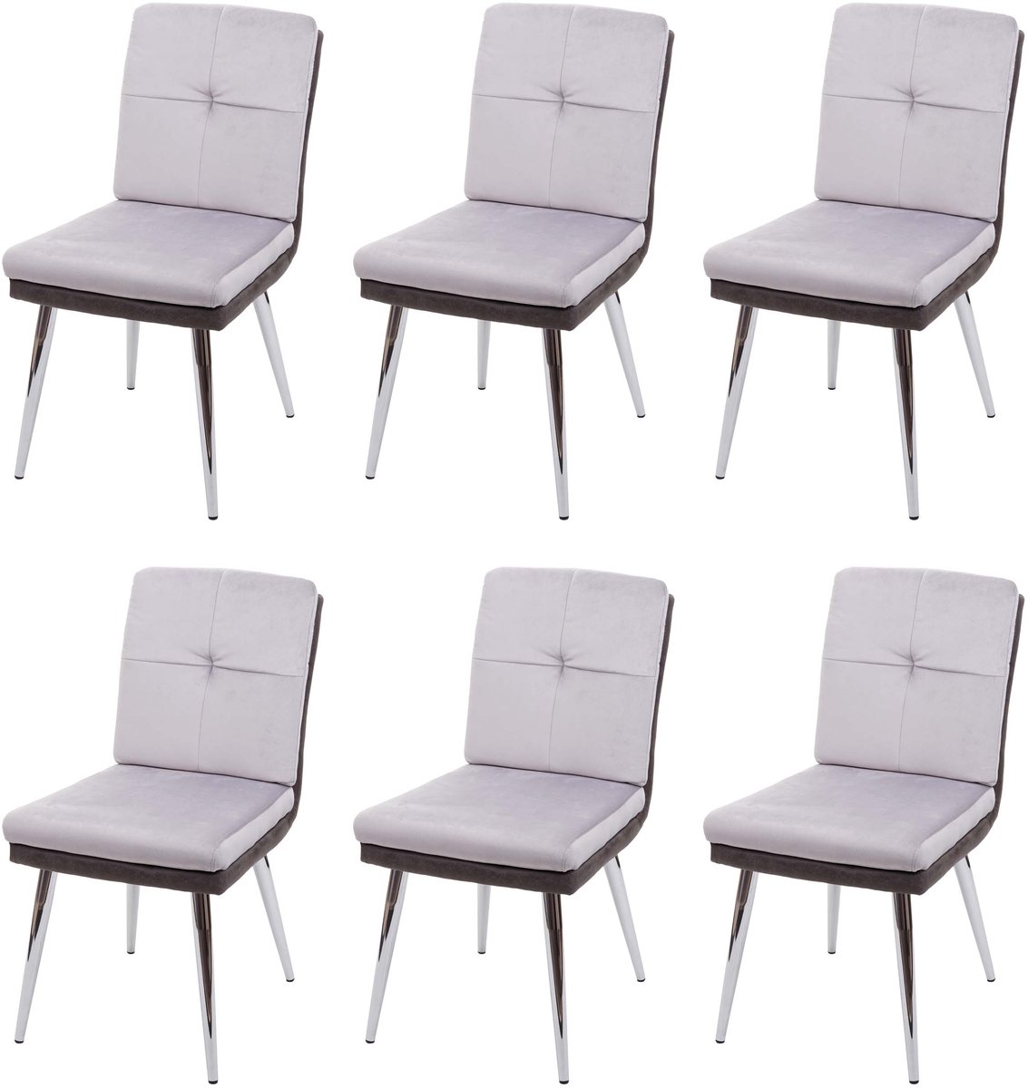 MCW Set van 6 eetkamerstoelen MCW-G48, keukenstoel, gestoffeerde stoel, fauteuil, kunstleer, fluweel, MVG-gecertificeerd ~ grijs