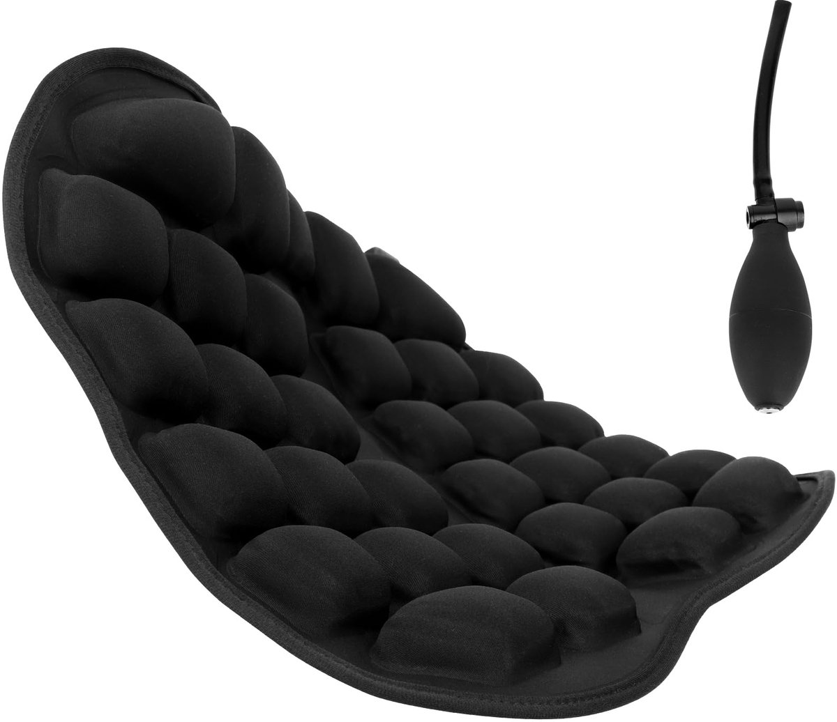 Opblaasbaar zitkussen voor vliegtuigreizen, comfortabel draagbaar 3D-luchtcelkussen met handpomp voor autostoel, bureaustoel en kampeermat