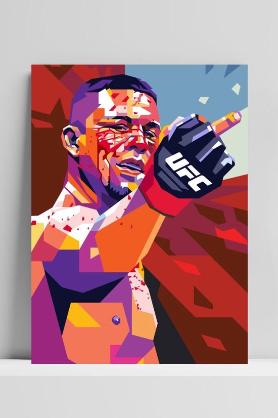 Affiche Nate Diaz - UFC - MMA - Format 60x90cm - Pop Art - Sport - DB1361 - Plaque en aluminium DIBOND 3mm - Panneau mural en métal