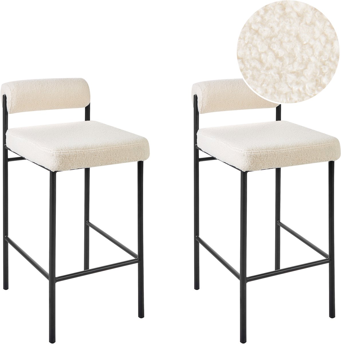 AMAYA - Barkruk set van 2 - Gebroken wit - Polyester