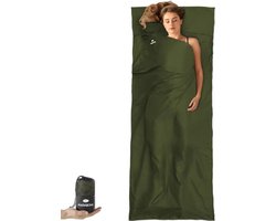 Maraboha Lakenzak van Zachte Microvezel - Lichtgewicht Reisslaapzak met Kussenvak - Ademend, Sneldrogend, Compact en Wasbaar - Ideale Slaapzak Voor Backpackers, Hostel, Huttentocht en in Warme Landen - Groen