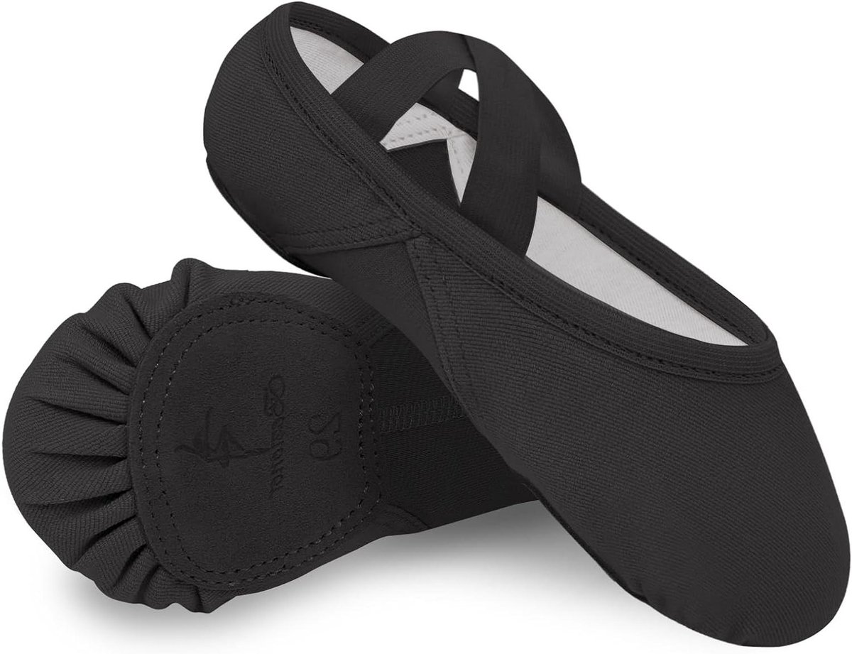 Allecto plus Ballerina's voor meisjes Zeer elastisch Balletschoenen met splitzool Dansschoenen Zwart UK Peuters kinderen vrouwen