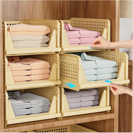 GREELUE 3 stuks stapelbare kledingkast opbergdoos, opvouwbare opbergkisten, lade, kastorganizer, voor kleding, slaapkamer, garderobe (wit